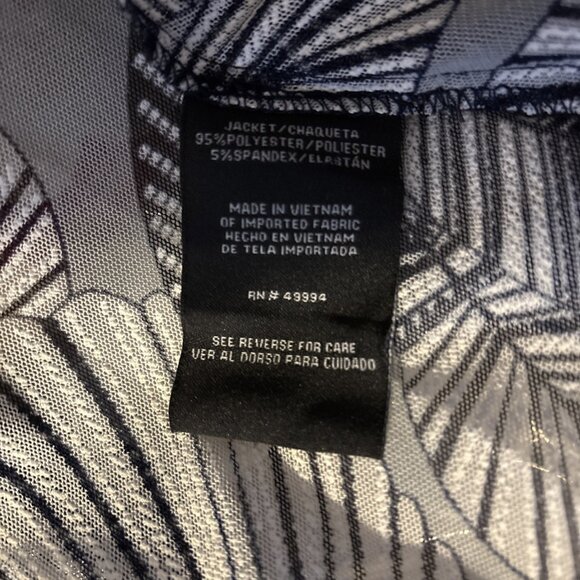 R&M Richards Blue & White Open Front Mesh Cardigan Size 16 - Picture 6 of 7